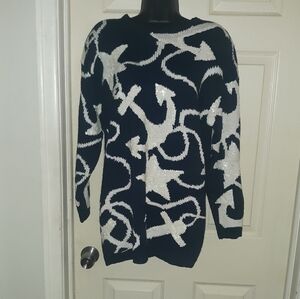 Knitted by hand sweater anchor and star patterns size large